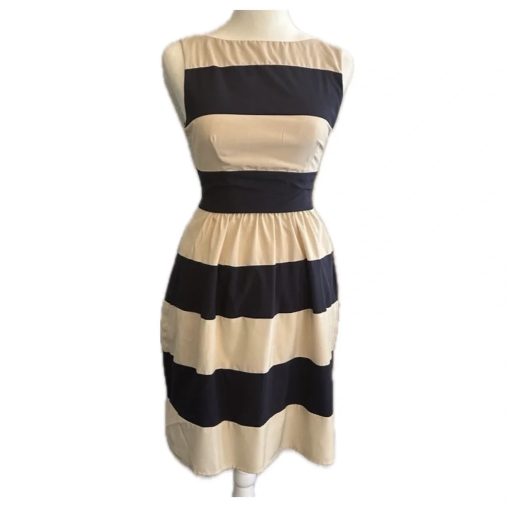B Darlin Sleeveless Boat Neck Striped Dress - Picture 2 of 3